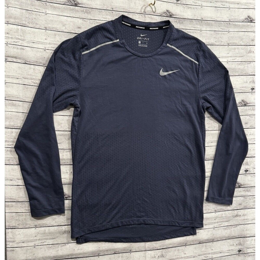 Nike Rise 365 Running Shirt Sz S Blue Reflective Long Sleeve Stretch AQ9923-557 - Picture 4 of 16